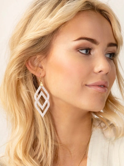 Deco Drama Earrings - White Shimmer