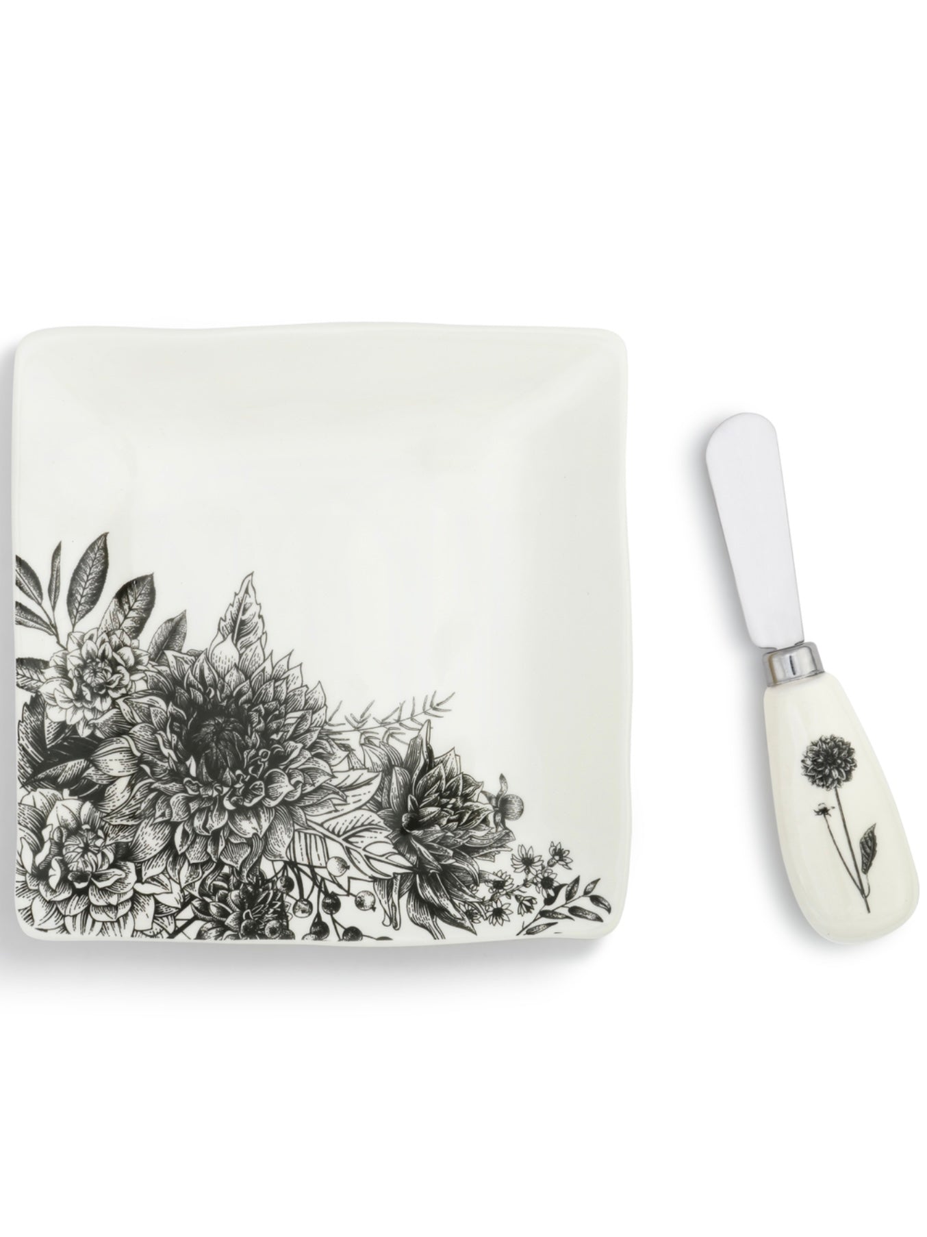 Floral Plate with Spreader Set