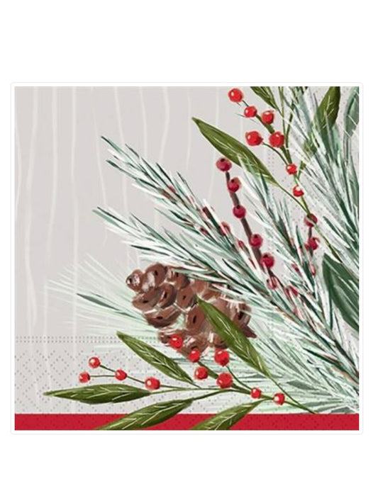 Holiday Pine Sprig Beverage Napkin