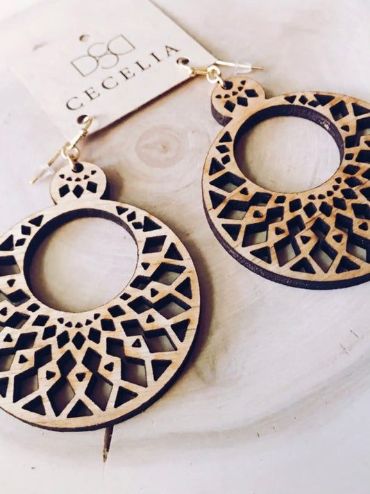 Tiered Wood Earrings | Mandala