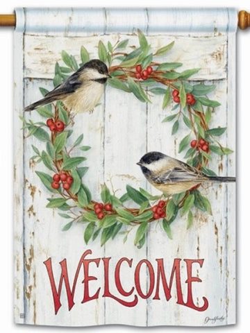 Chickadee Wreath Standard Flag (Flag Pole Sold Separately)