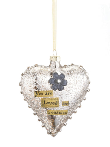 You Are Loved Glass Heart Ornament