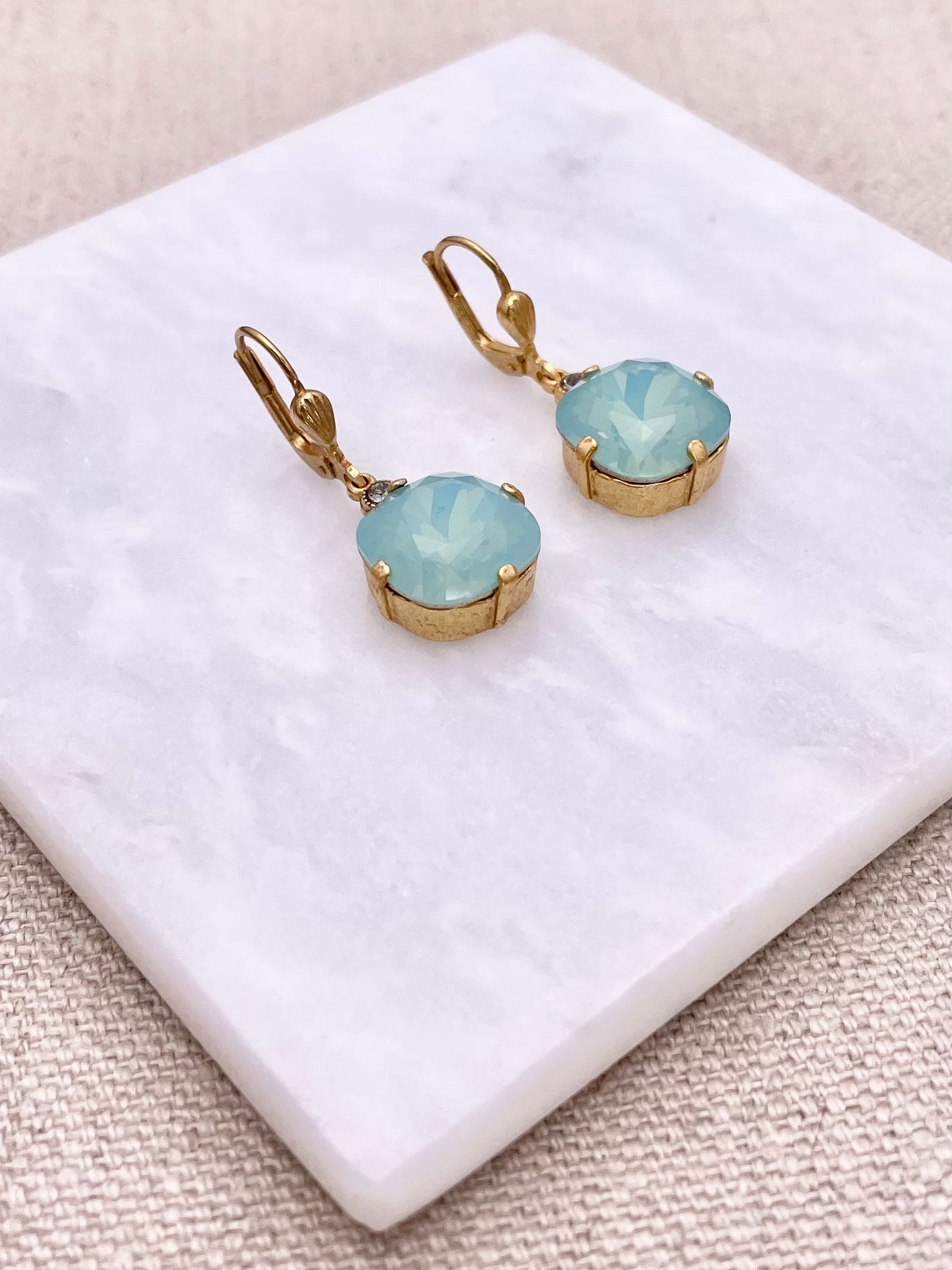 Anne Earrings - Gold with Pacific Opal
