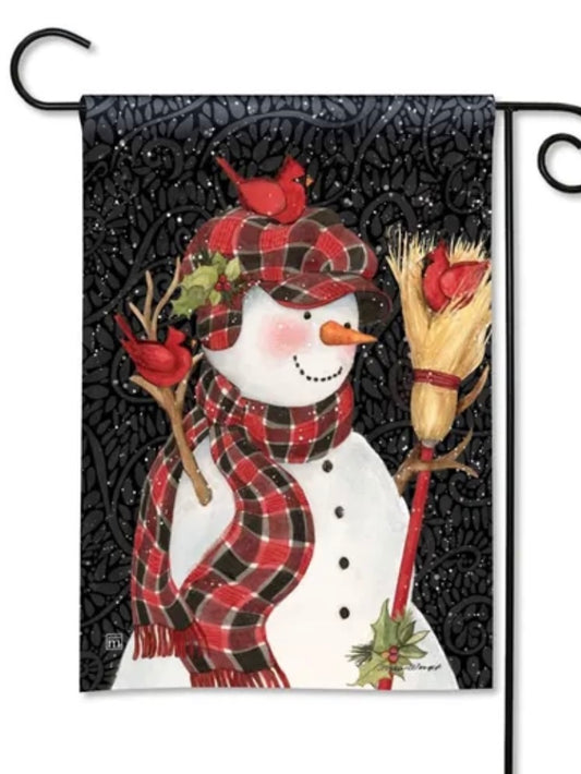 Snowman with Broom Garden Flag (Flag Stand Sold Separately)