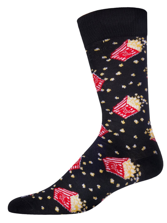 Men’s Popcorn Bamboo Blend Crew Socks Black