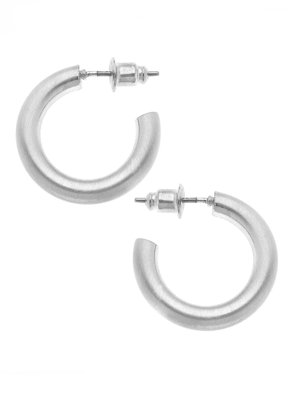 Célia Hoop Earrings in Satin Silver