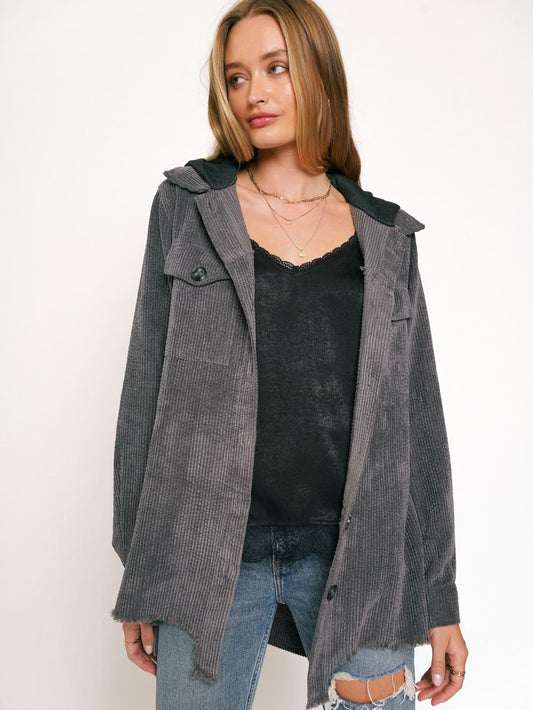 Antonella Corduroy Jacket - Charcoal