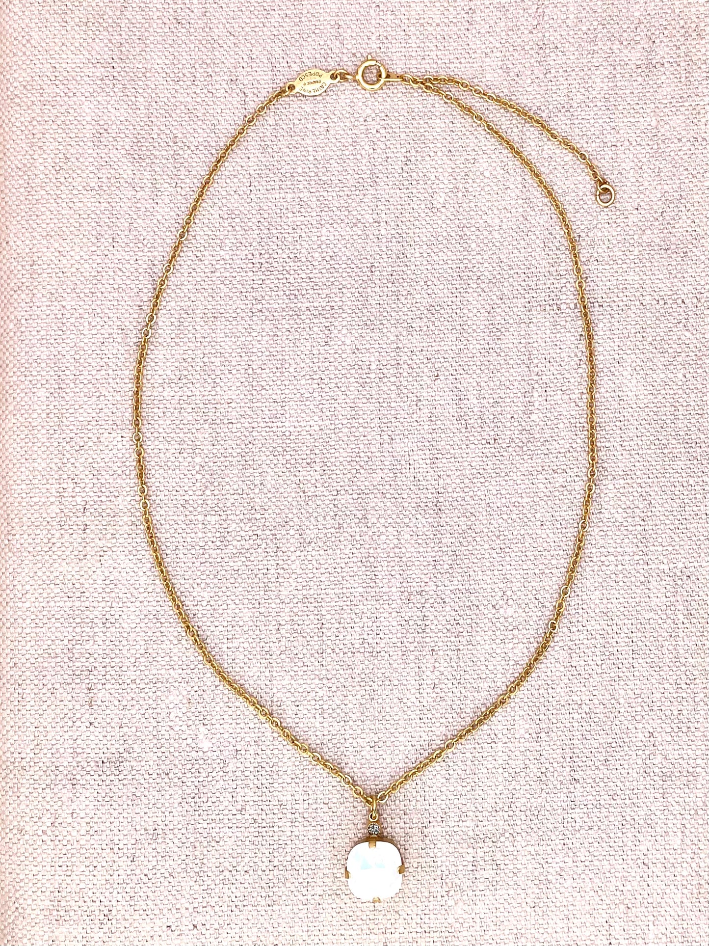 Anne Necklace - Gold with White Opal