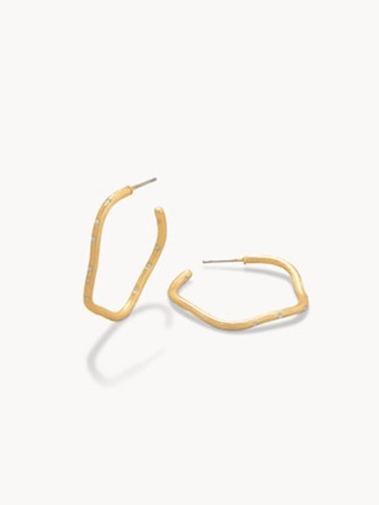Sand Bar Wave Hoop Earrings 32mm - Gold
