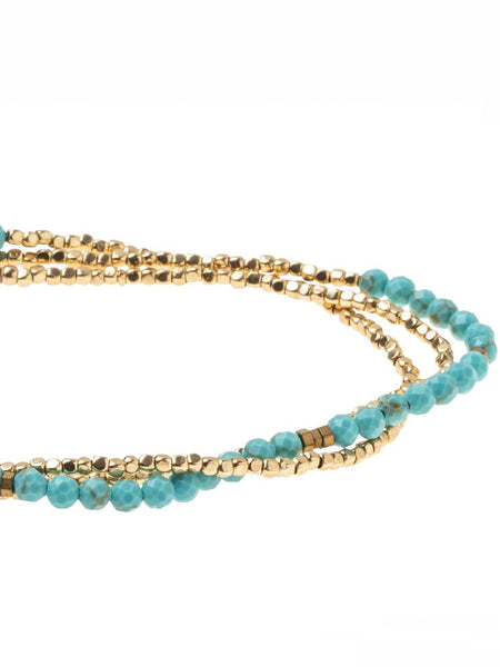Delicate Stone Turquoise/Gold - Stone of the Sky Wrap Bracelet/Necklace
