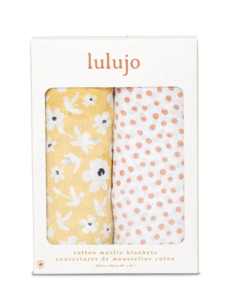 Yellow Wildflowers & Dots Cotton Swaddle 2 Pack
