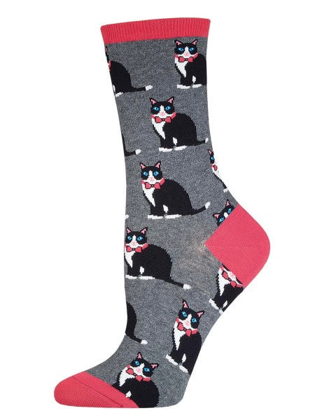 Women’s Tuxedo Cats Socks Gray Heather