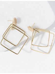 Brass Double Square Earring