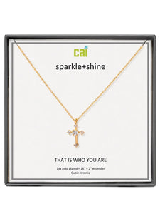Gold Cross Sparkle + Shine Necklace