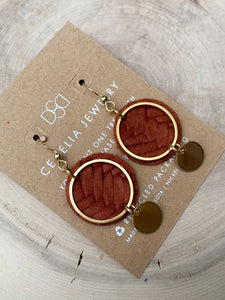Small Circle Leather Earrings | Rust