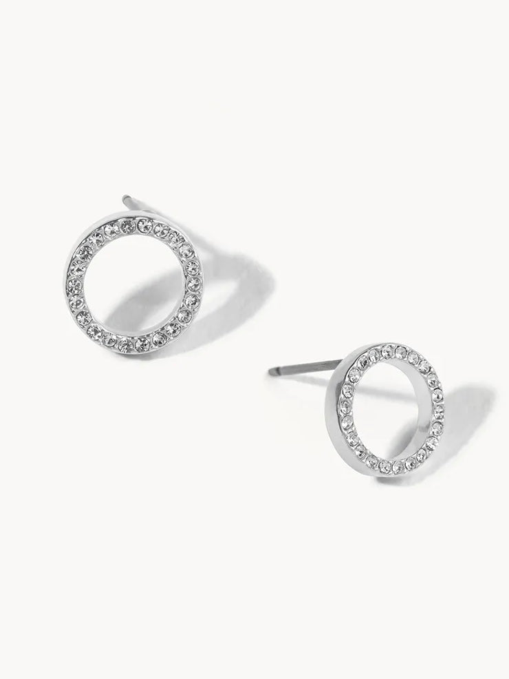 Delicate Eternity Stud Earrings - Silver
