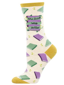 Women’s The Book Was Better Socks Ivory Heather