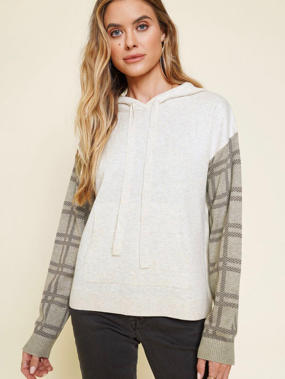 Mariam Plaid SV Hoodie - Oatmeal