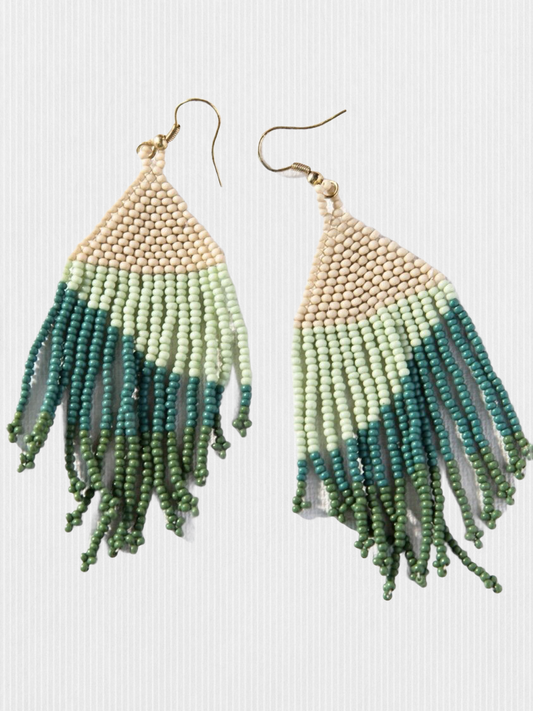 Teal Ombre Fringe Earrings