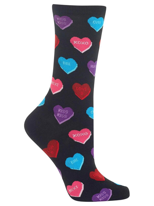 Women’s Heart Candy Crew Socks Black