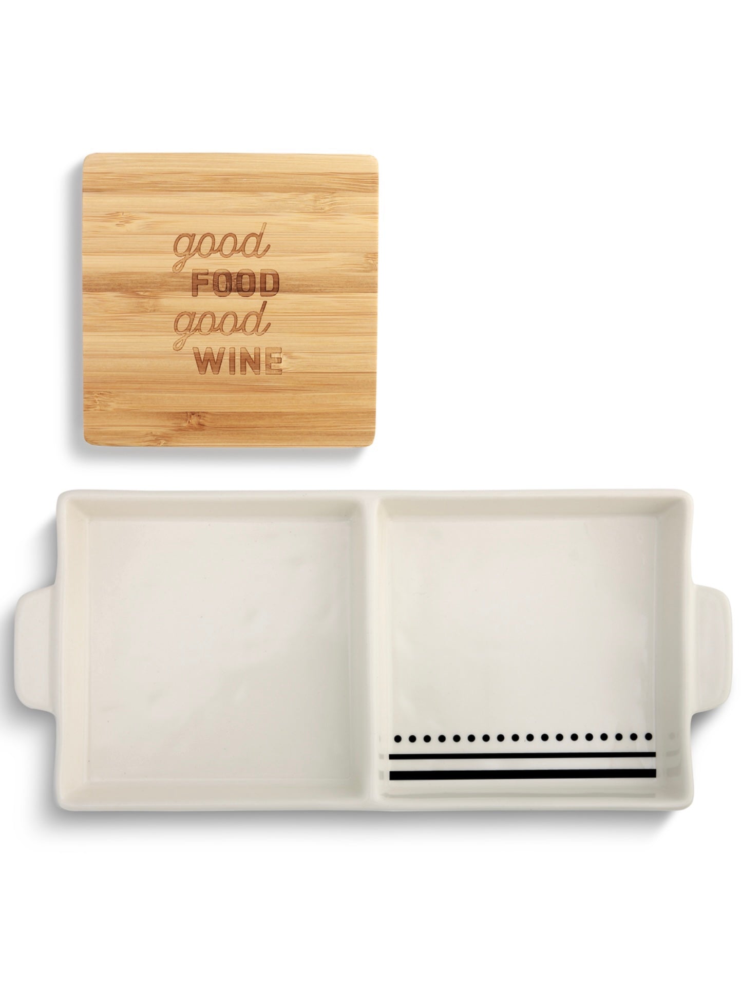 Good Food, Good Wine, 2 in 1 Serving Dish