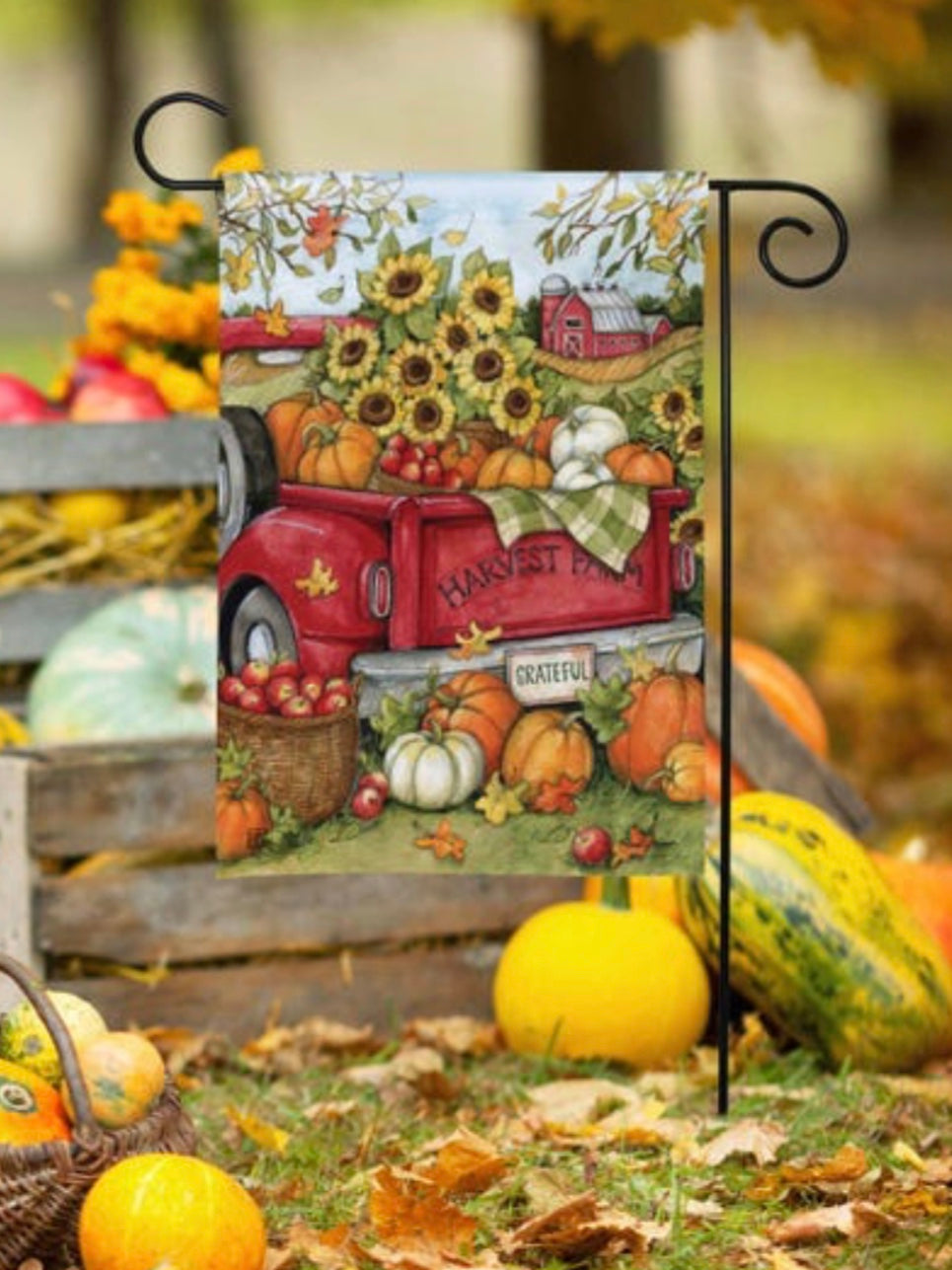 Harvest Farm Truck Garden Flag (Flag Stand Sold Separately)