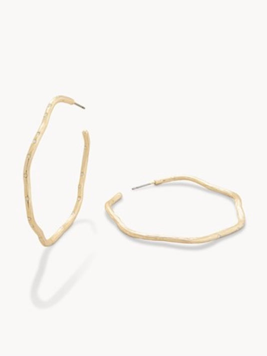 Sand Bar Wave Hoop Earrings 50mm - Gold