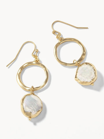 Coin Pearl Ring Earrings - Gold
