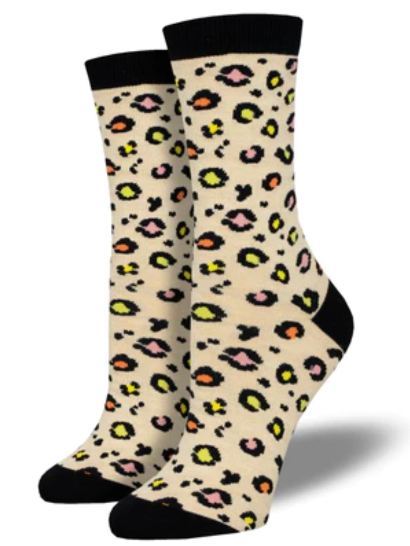 Women’s Bamboo Leopard Print Socks Ivory