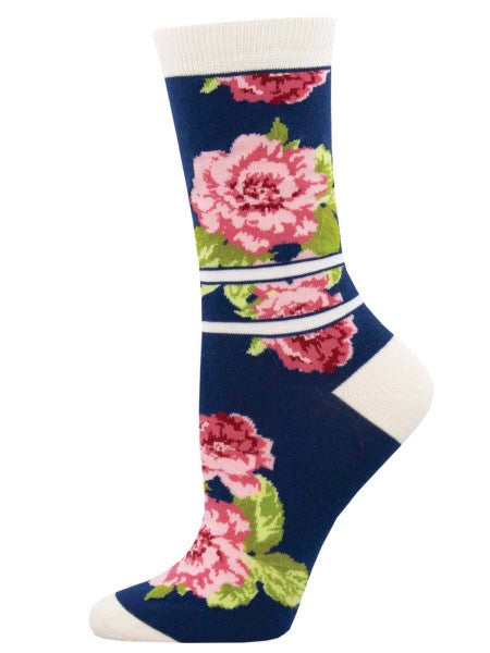 Women’s Bamboo Peonies If You Please Socks Navy