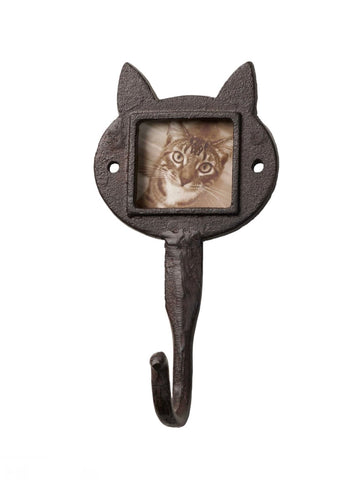 Cat Rustic Iron Hook - Rustic