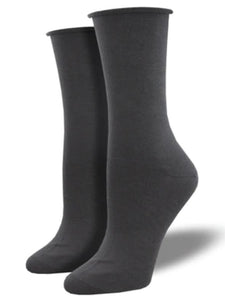 Women’s Bamboo Solid Roll Top Socks Charcoal