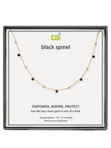 Gold Black Spinel Satellite Gemstone Necklace