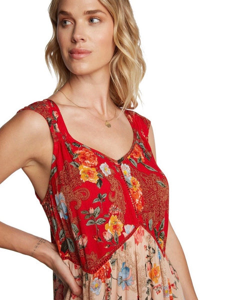 BL131615 Red Sweetheart Neckline, Floral Maxi Dress