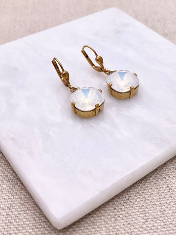 Anne Earrings - Gold with White Opal