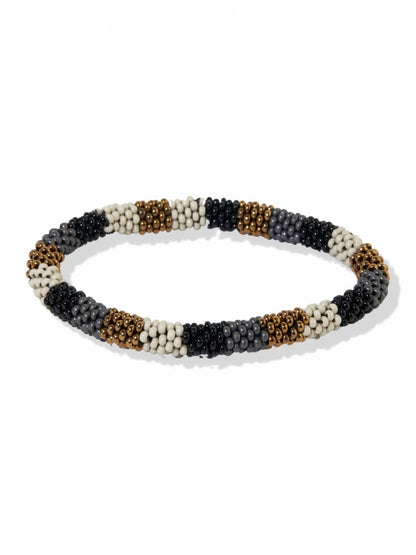 Black Gold Multi Stripe Slide And Stack Bracelet