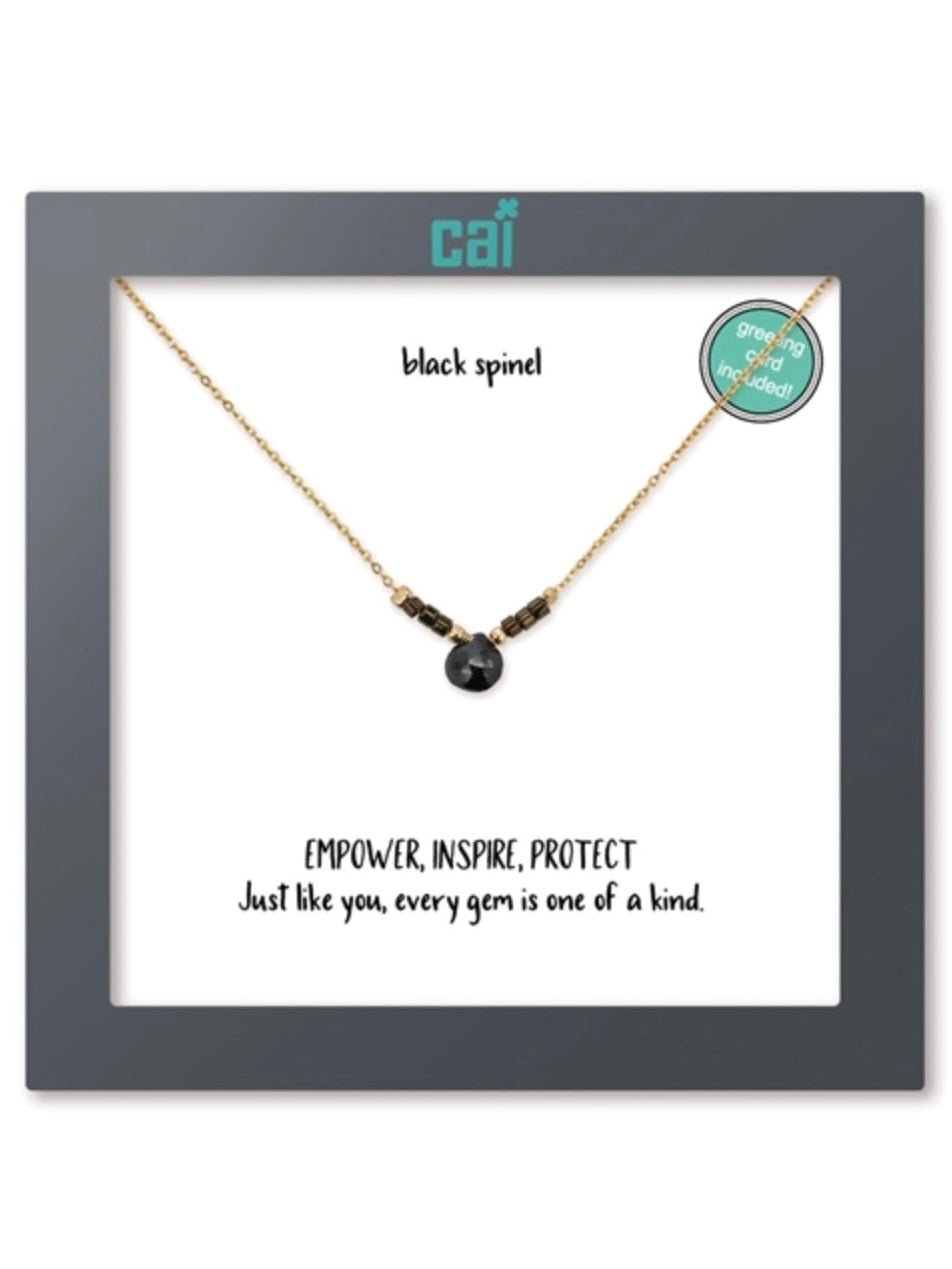 Gold Black Spinel Little Moments Gemstone Necklace